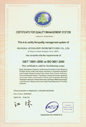 Certificate of Quality System Certification